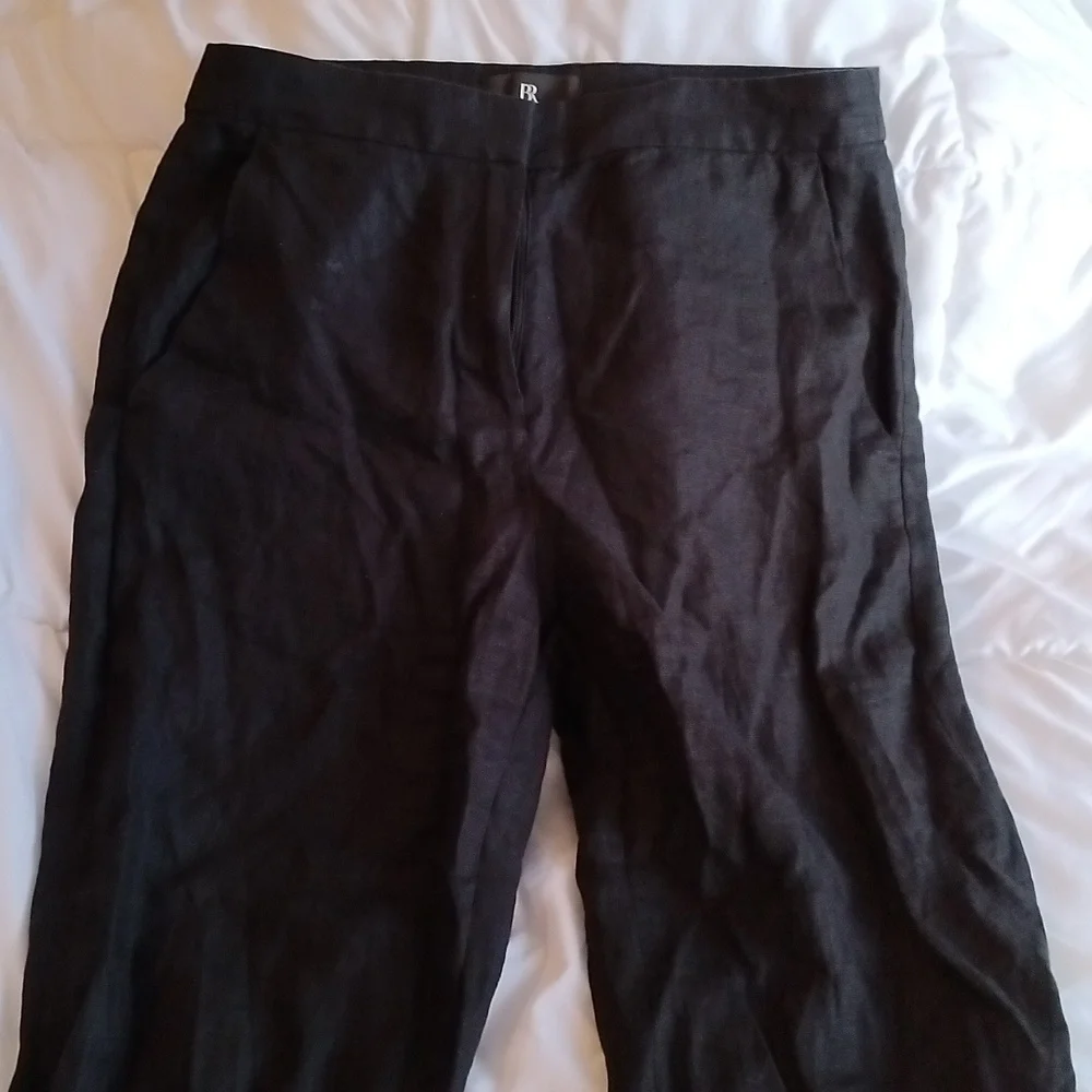 Banana Republic Black Cropped Linen Pants - 2